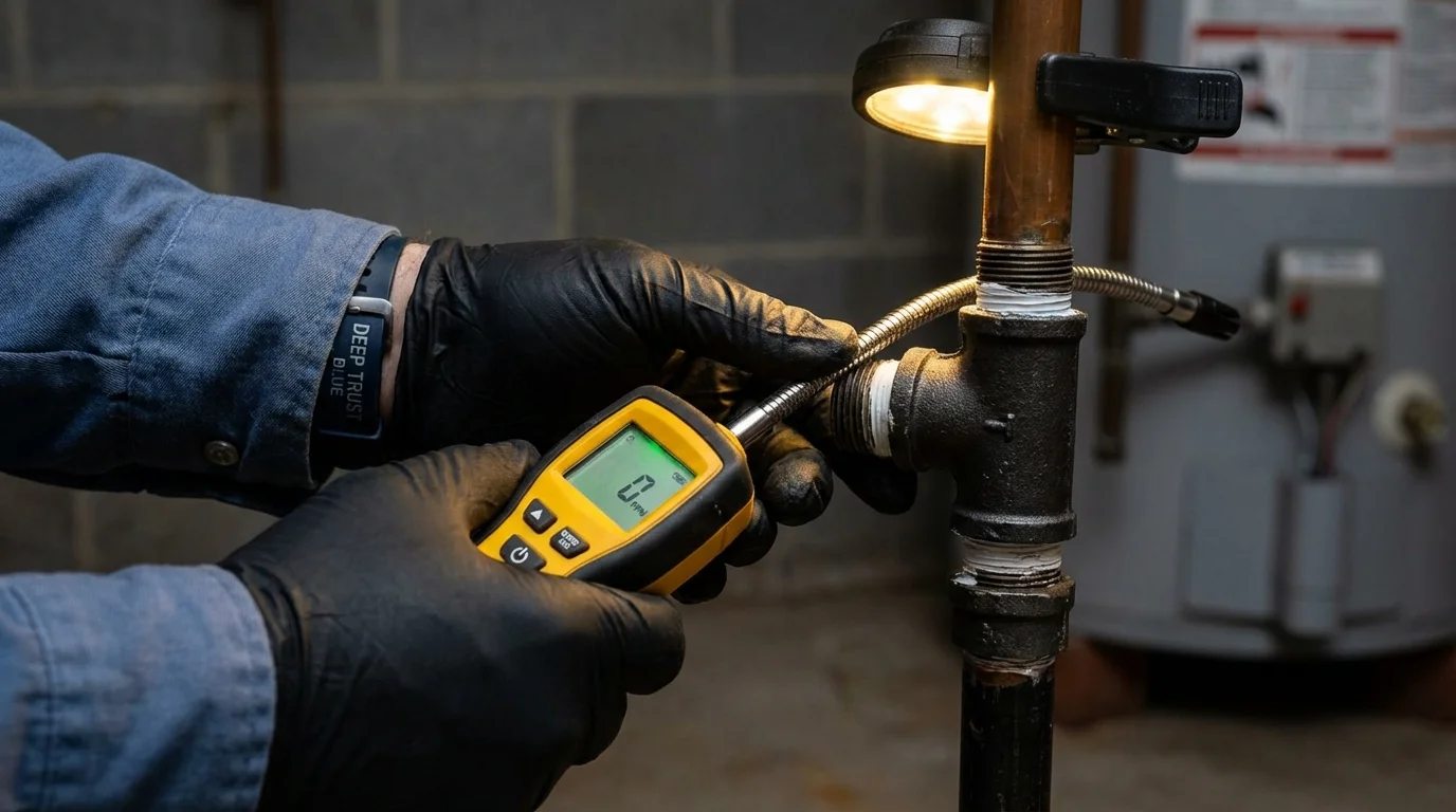 Gas leak detection with electronic sniffer by Johns Plumbing LLC in Tyndall