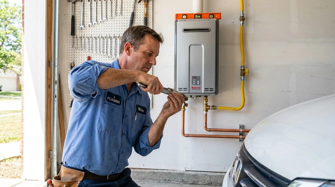 Tankless water heater installation by a Johns Plumbing LLC plumber in Tyndall